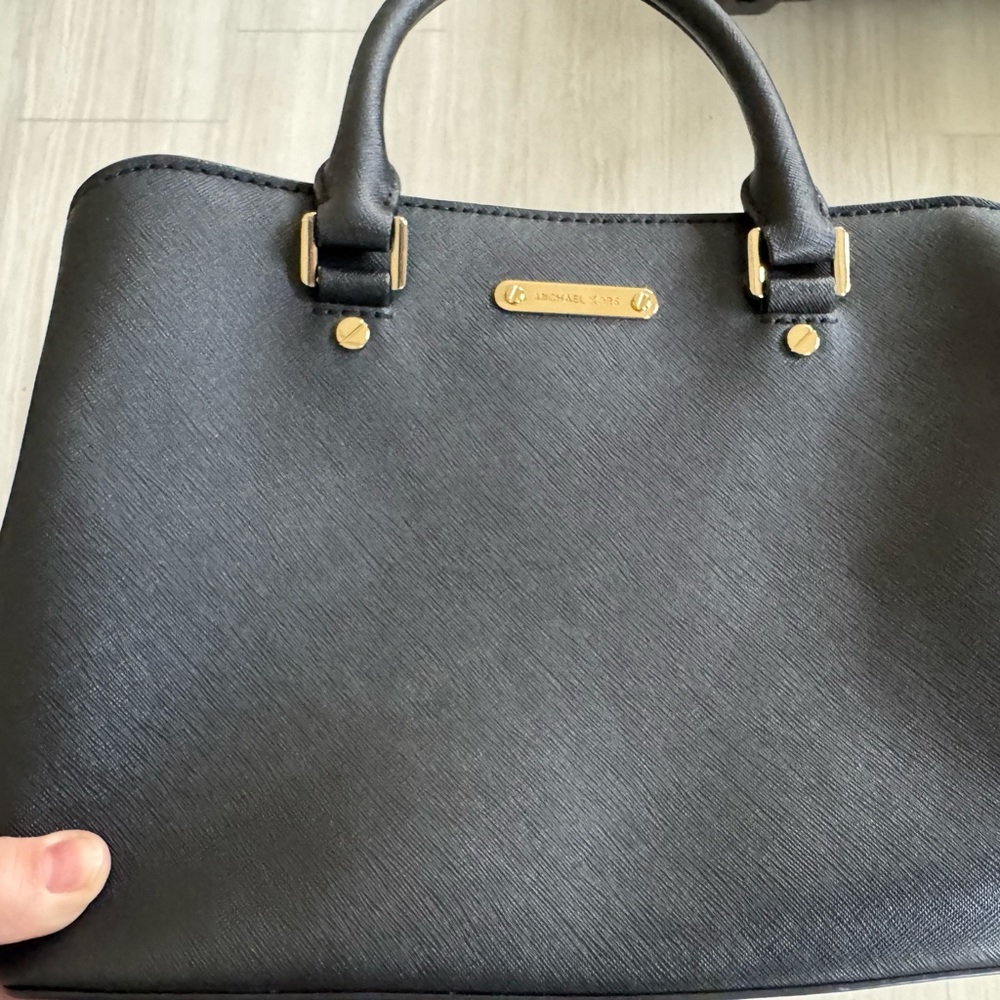 Michael Kors Black Leather Satchel Handbag